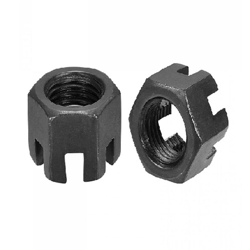 DIN 935 标准 M16×1.5 4.8 级碳素钢发黑开槽六角槽型螺母